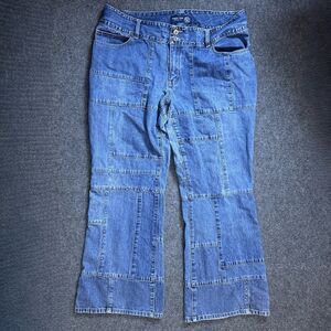 Venezia Womens Blue Jeans 18 Wideleg Boho Patchwork Retro Studded Castlecore